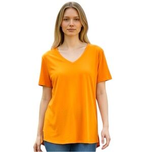 Soft Surroundings Orange V-Neck Tunic Tee Medium